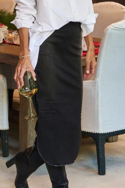 FRANK & EILEEN Donegal Unforgettable Skirt Black Denim Midi Pull On Women's 4
