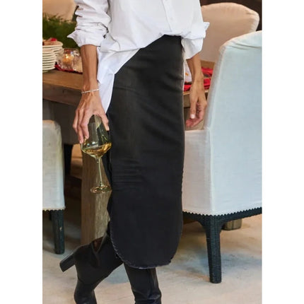 FRANK & EILEEN Donegal Unforgettable Skirt Black Denim Midi Pull On Women's 4