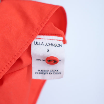 ULLA JOHNSON Elora Popover Blouse Coral Poplin Ruffle Sleeve Women's 2