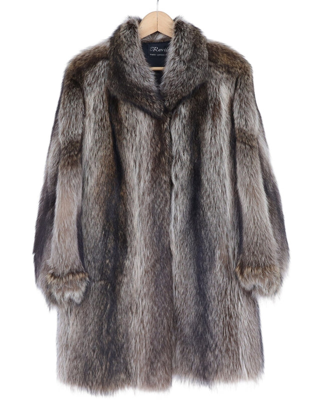 REVILLON Fox Fur Coat Saks Fifth Ave Brown and White Authentic Luxury Women's M