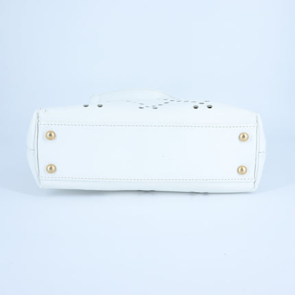 Chanel 2003 Perforated Caviar Leather Tote Bag White with Amber Chain y2k