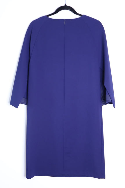 LAFAYETTE 148 Navy Blue Cape Dress Short Sleeve Round Neck Women's LP