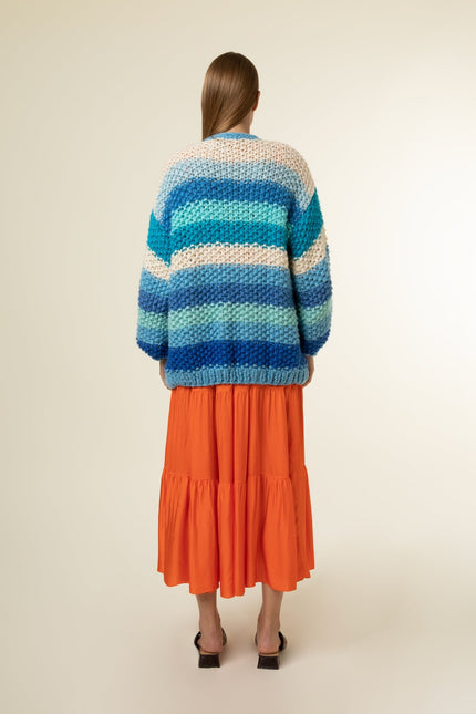 FRNCH NEW Lobelia Cardigan Pink Watermelon Oversized Chunky Knit Women's S/M