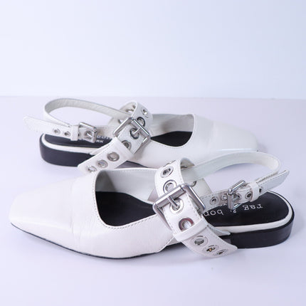 RAG & BONE Astra Flat Slingback Antique White Leather Maryjane Women's 37/US 7