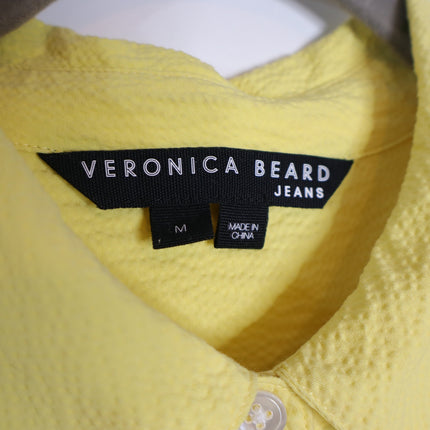 VERONICA BEARD Yellow Harrow Tiered Seersucker Mini Shirt Dress Women's M