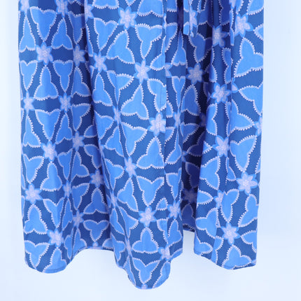 0039 ITALY Havanna Printed Wrap Midi Dress Blue 3/4 Sleeves Women's XS