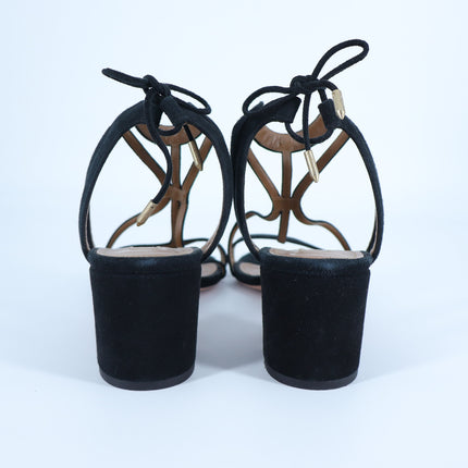 Aquazzura Beverly Hills Sandal Black Suede Block Heel Women's 40/US 10