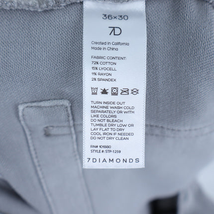 7Diamonds Generation 5-Pocket Pants Grey Slim Straight Cotton Men's 36X30