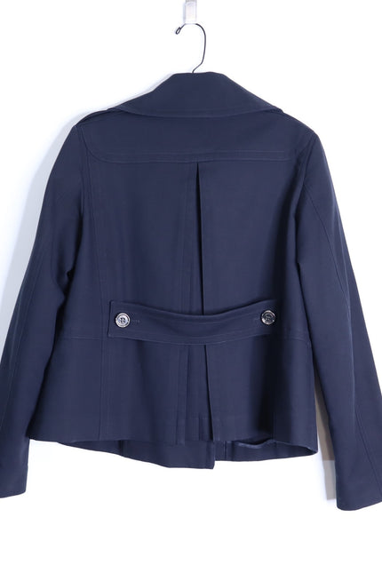BURBERRY Crop Double Breasted Swing Jacket Dark Navy Long Sleeve Women's 40/US 6