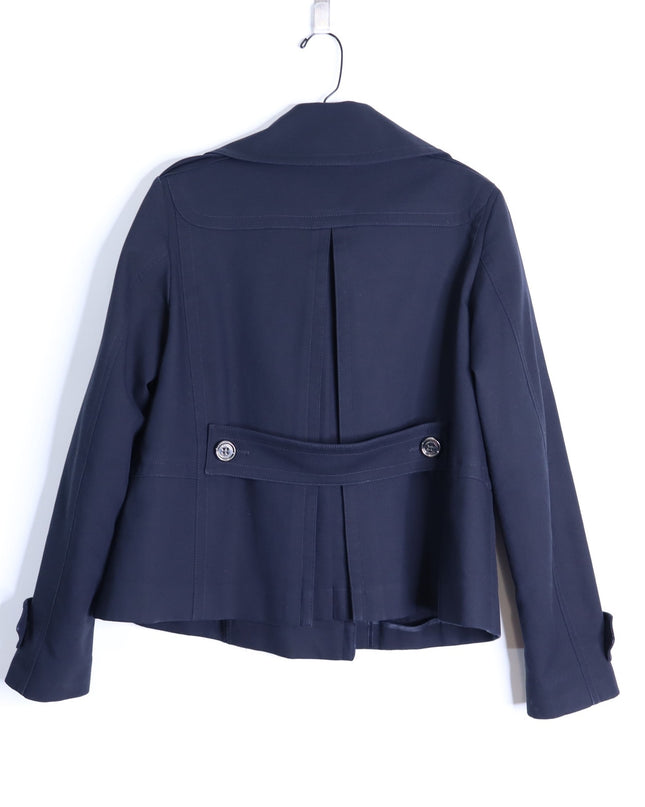 BURBERRY Crop Double Breasted Swing Jacket Dark Navy Long Sleeve Women's 40/US 6