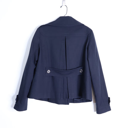 BURBERRY Crop Double Breasted Swing Jacket Dark Navy Long Sleeve Women's 40/US 6