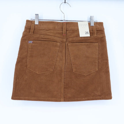 Alice + Olivia Joss Corduroy Mini Skirt Brown NWT Button Fly Women's 26