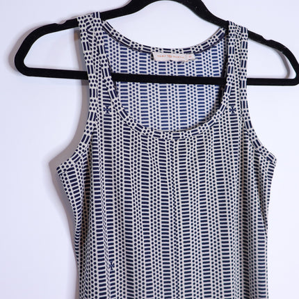 TORY BURCH White and Navy Printed Convertible Column Dress Women's XS