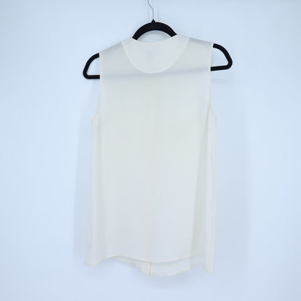 Theory Silk Sleeveless Blouse Ivory Button Front Lightweight Women's S