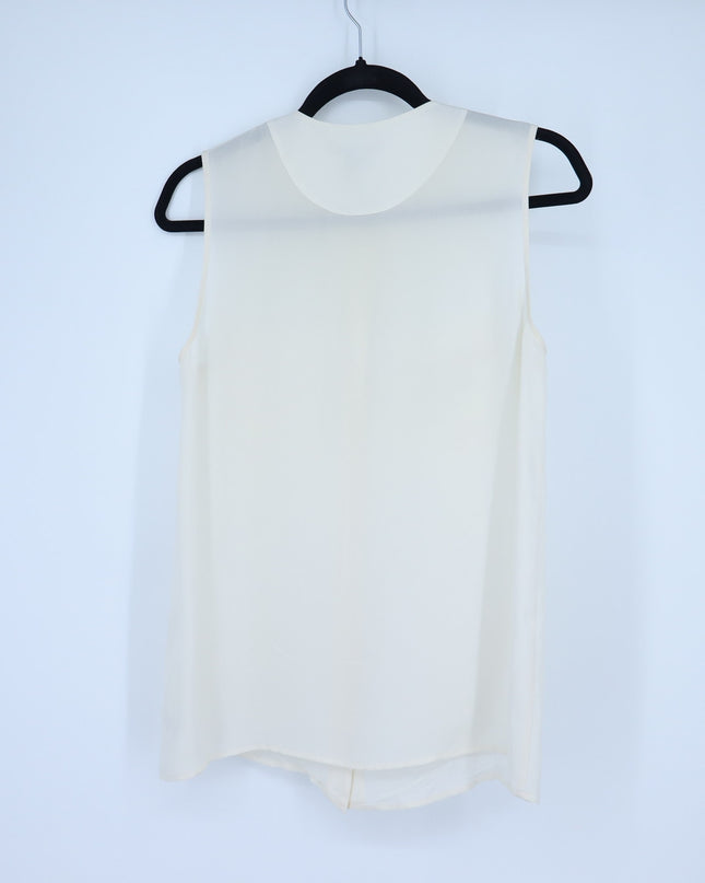 Theory Silk Sleeveless Blouse Ivory Button Front Lightweight Women's S