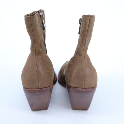 Dolce Vita Volli Heeled Ankle Boots Brown Leather Side Zip Pointed Toe Women's 9
