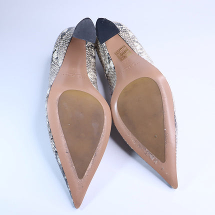 THE FOLD Milano Snake Embossed Leather Heels Beige Pointed Toe Women's 36/US 5