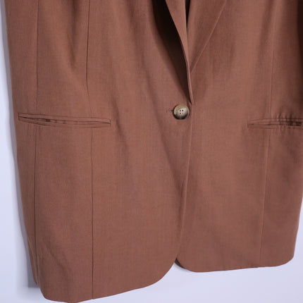 VANESSA BRUNO Christen Longline Sleeveless Jacket Camel Belted Women's 40/US 8
