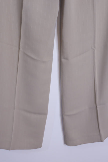 DONNA KARAN NWT Pinstripe Wide Leg Dress Pants Cobblestone Cream Women's 10P