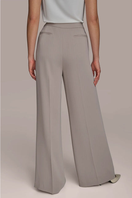 DONNA KARAN NWT Pinstripe Wide Leg Dress Pants Cobblestone Cream Women's 10P