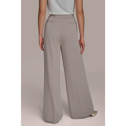 DONNA KARAN Pinstripe Wide Leg Dress Pants NWT Cobblestone Cream Women's 10P