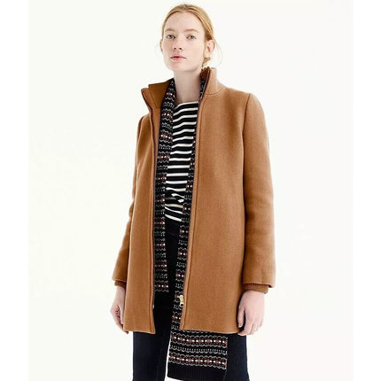 J. CREW Lodge Coat Italian Stadium Wool Jacket Heather Acorn Quilted Women's 0