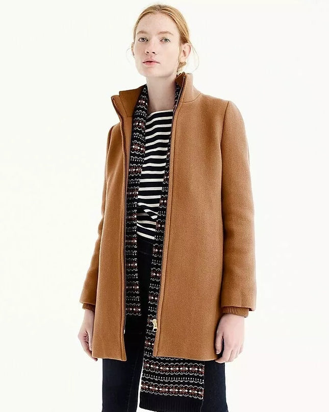 J. CREW Lodge Coat Italian Stadium Wool Jacket Heather Acorn Quilted Women's 0