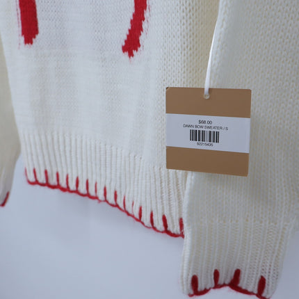 Bailey Rose Bow Pullover Sweater Cream and Red NWT Long Sleeve Women's S