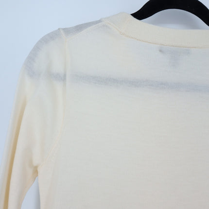 J. Crew Ruffled Pullover Sweater Ivory Wool Crew Neck 3/4 Sleeve Women's XS