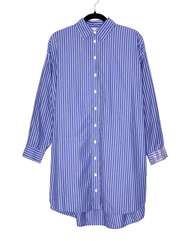 AZ FACTORY x Lutz Huelle Striped Shirtdress White Blue Oversized Women's 38/US 6