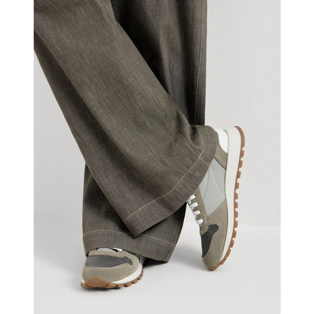 BRUNELLO CUCINELLI Monili Suede Sneakers Taupe and Beige Women's 40.5/US 10.5
