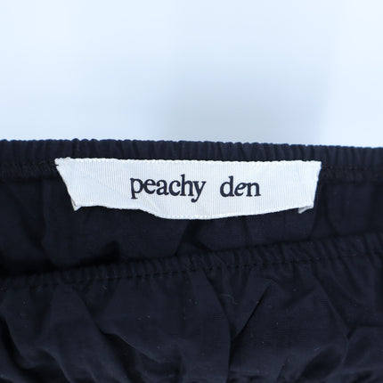 Peachy Den Deba Top Onyx Black Smocked Peplum Hem Sleeveless Tank Women's S