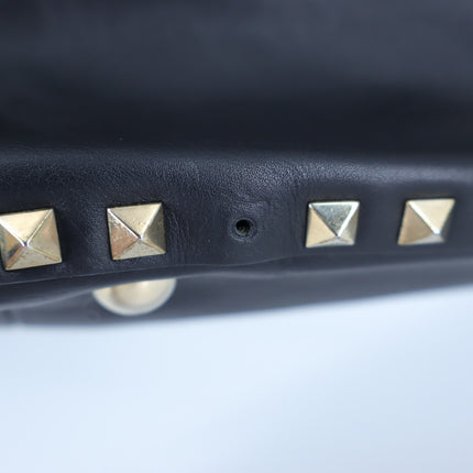Valentino Garavani Rockstud Shoulder Bag Black Leather Turn Lock Purse