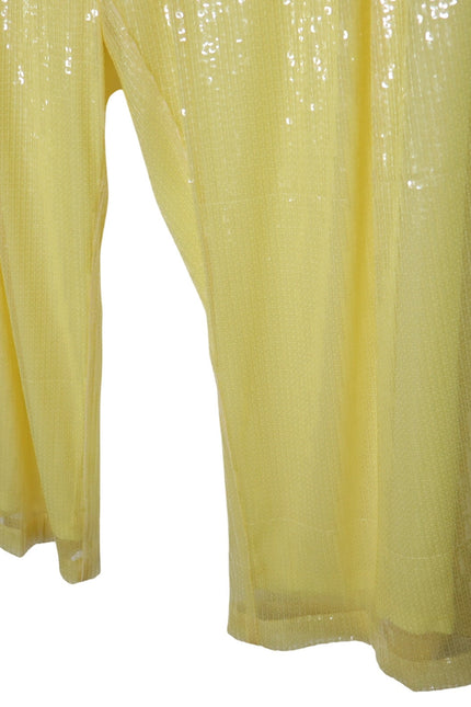 STAUD NEW Luisa Trouser Pleated Sequin Wide-leg Yellow High Rise Women's 16