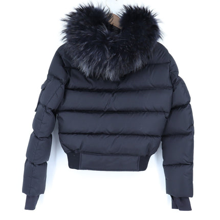 SAM. Skylar Bomber Jacket Matte Black Down Puffer Raccoon Trim Women's S