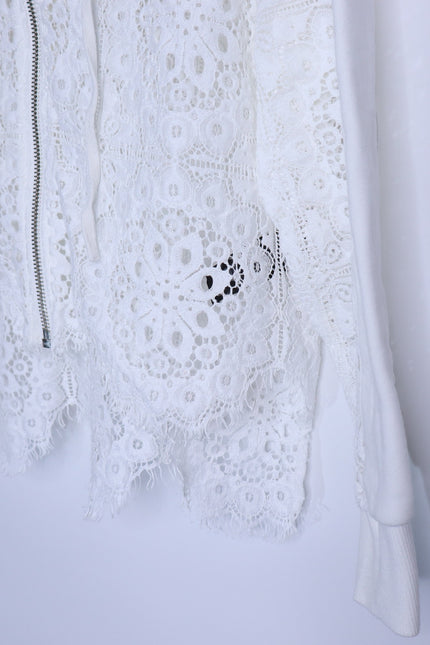 THE KOOPLES Ecru Lace Sweatshirt Zip Up Sport Hoodie Women's 1/US 4