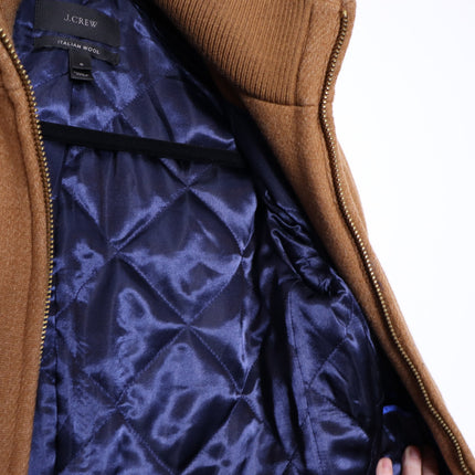 J. CREW Lodge Coat Italian Stadium Wool Jacket Heather Acorn Quilted Women's 0