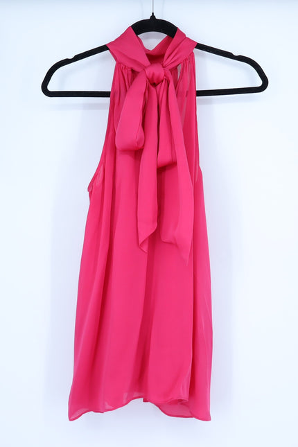 ZIMMERMANN Pink Silk Halter Blouse Tie-Neck Fuchsia Sleeveless Women's 1/US 2