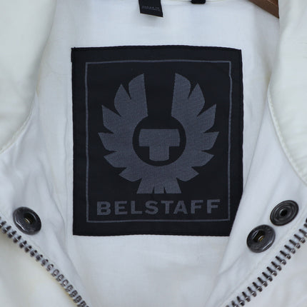 Belstaff Vintage Motorcycle Jacket White Lightweight 4 Pocket Women's S
