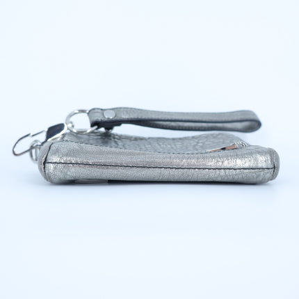 Alexander Wang Fumo Wristlet Metallic Silver Pebbled Leather Wallet