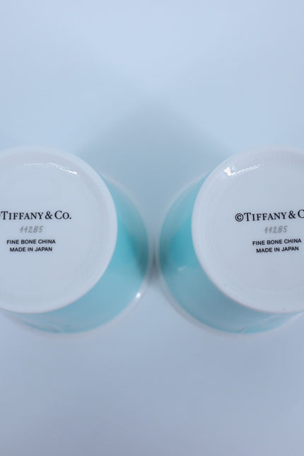 TIFFANY & CO Coffee Cups Blue Bone China Set of 2
