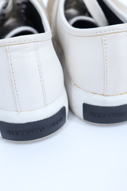 ALEXANDER WANG Pia Leather Sneakers White Low Top Lace Up Women's 38/US 8