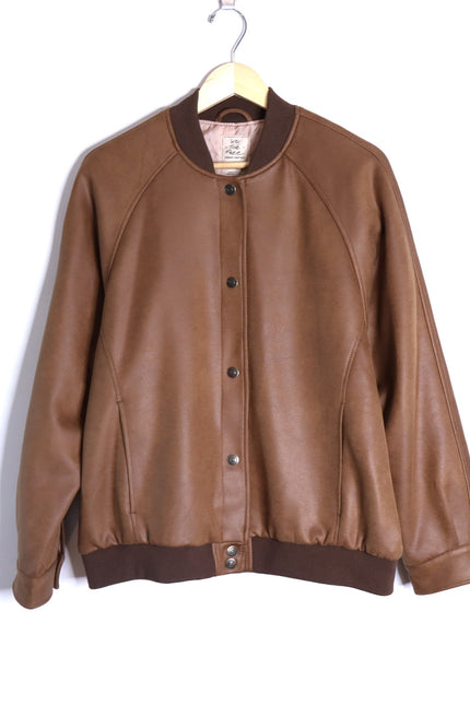 WE THE FREE Wild Rose Vegan Suede Bomber Jacket Chestnut Combo Women's S