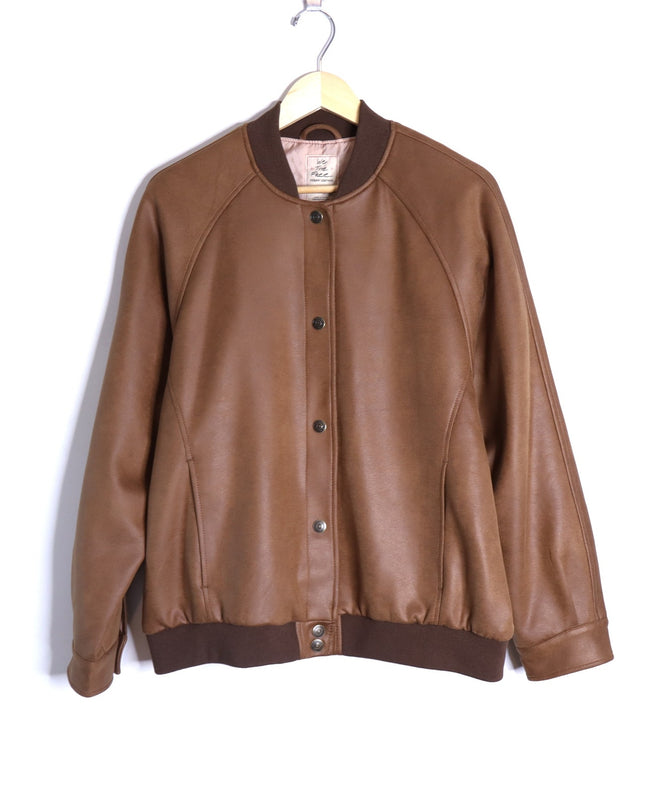 WE THE FREE Wild Rose Vegan Suede Bomber Jacket Chestnut Combo Women's S