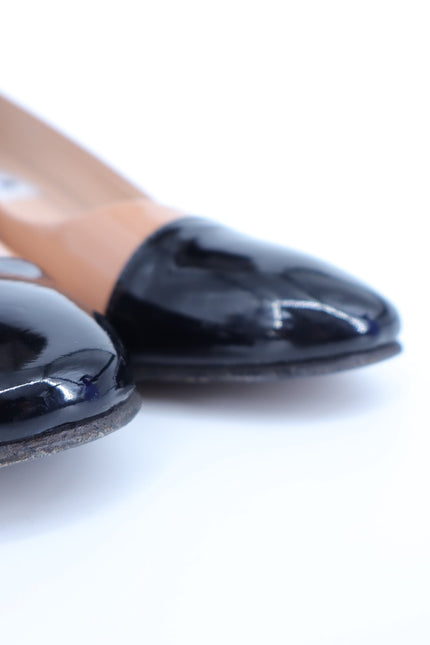 ANDREA CARRANO Francesca Pump Cognac Black Patent Leather $395 Women's 36/US 5