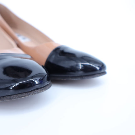 ANDREA CARRANO Francesca Pump Cognac Black Patent Leather $395 Women's 36/US 5
