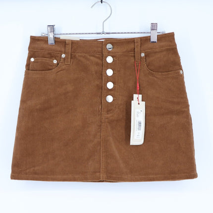 Alice + Olivia Joss Corduroy Mini Skirt Brown NWT Button Fly Women's 26