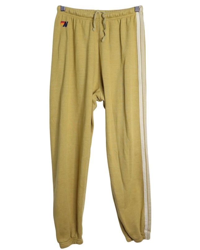 AVIATOR NATION Stripe Sweatpants Jogger Honey Mustard Pull On Women's M