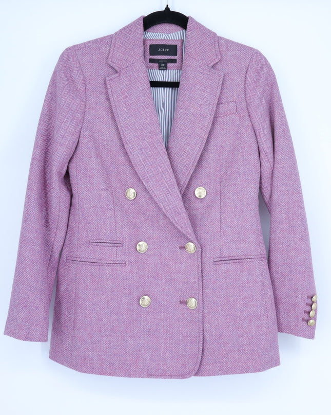J. CREW Bristol Herringbone Wool Blazer Lilac Double Breasted Women's 00