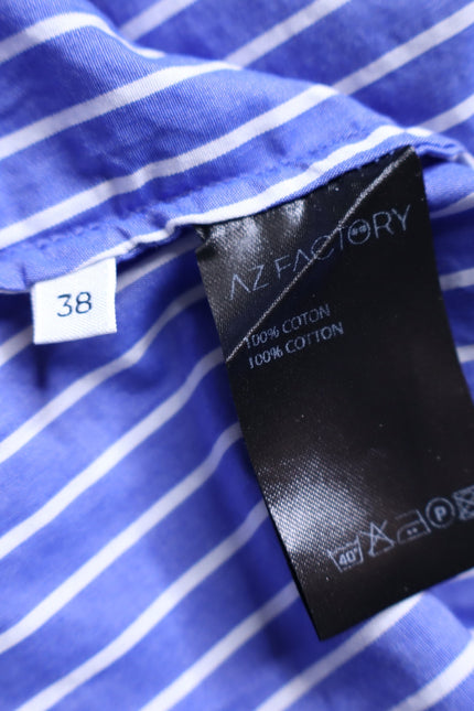 AZ FACTORY x Lutz Huelle Striped Shirtdress White Blue Oversized Women's 38/US 6
